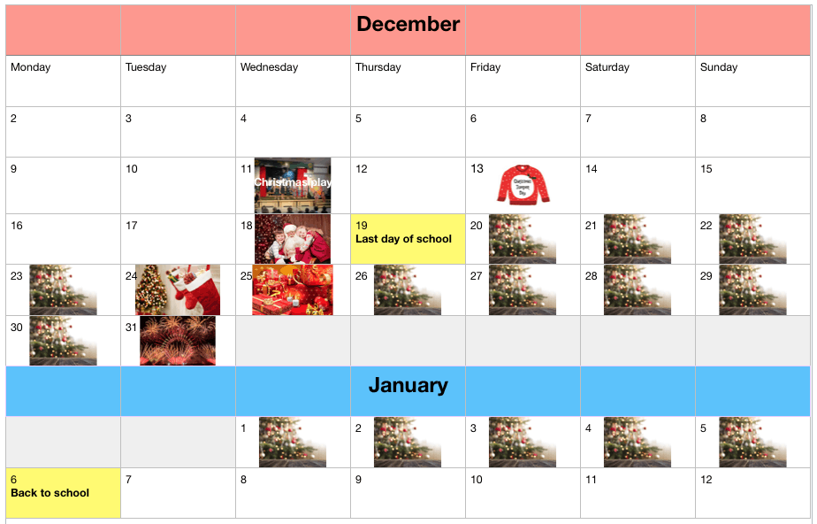 Autism Calendar Worksheets